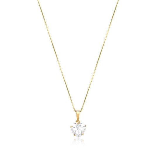 Necklace Heart White Crystal - Gold Plated