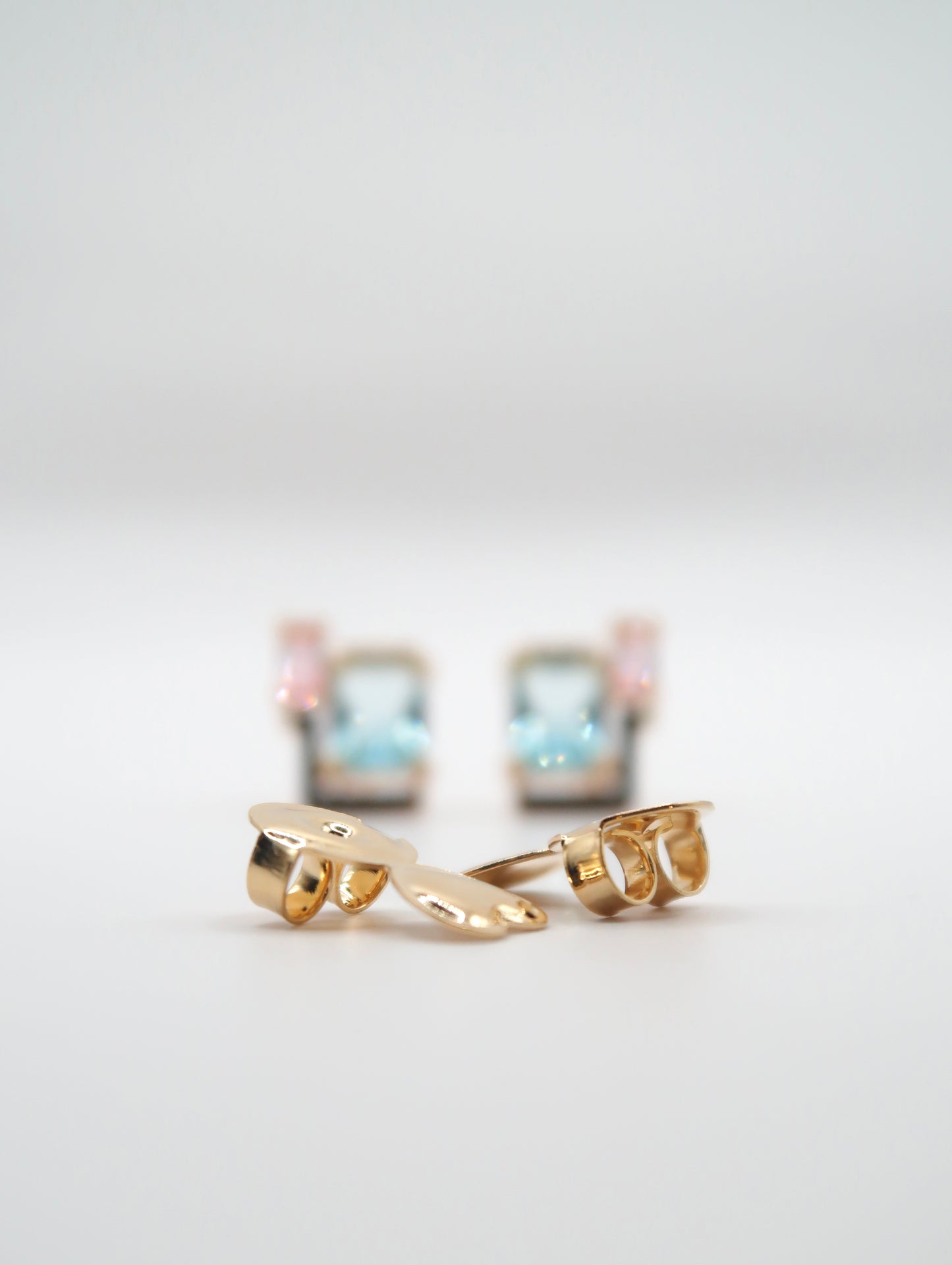 Earring square crystal Björk - Gold plated