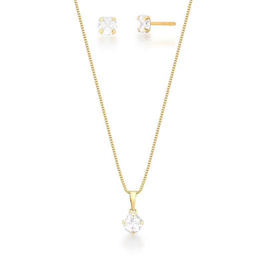 Set Necklace &amp; Earring Crystal Light - Gold plated