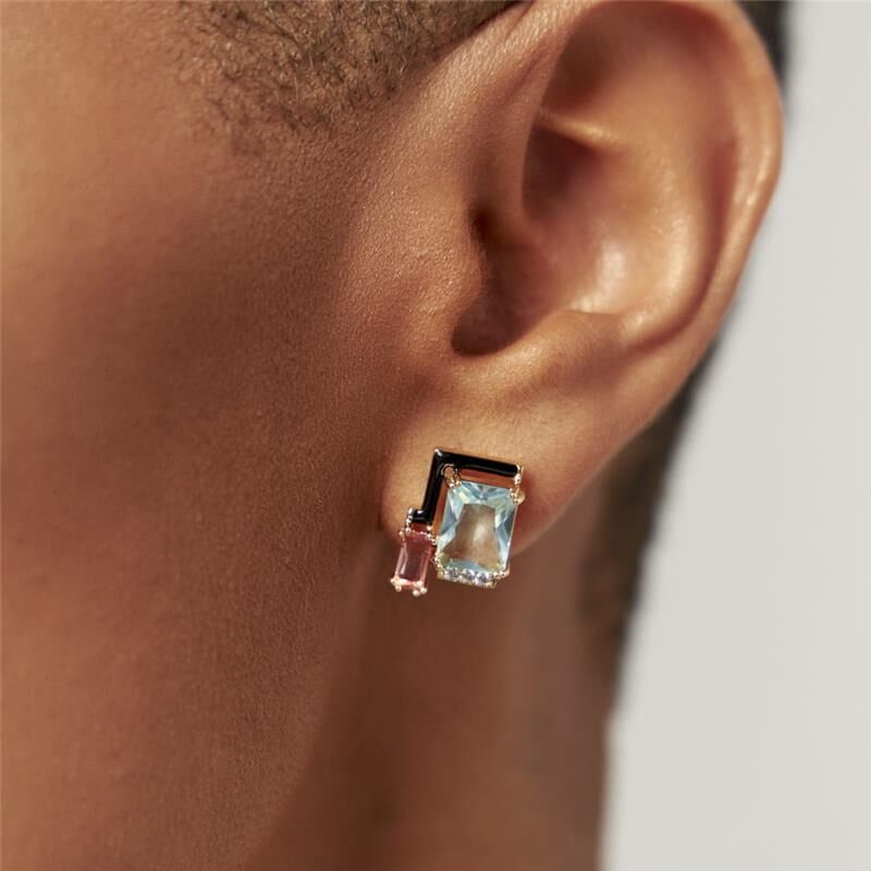 Boucle d'oreille carrée cristal Björk - Plaqué or