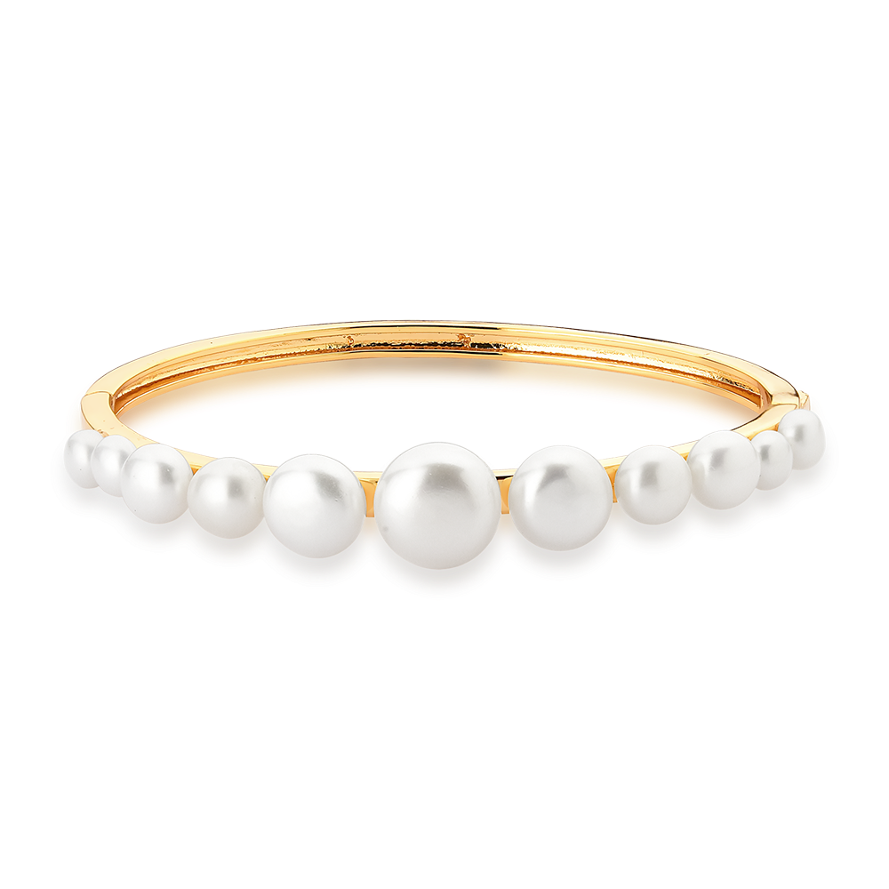 Bangles with freshwater pearls - gold plated