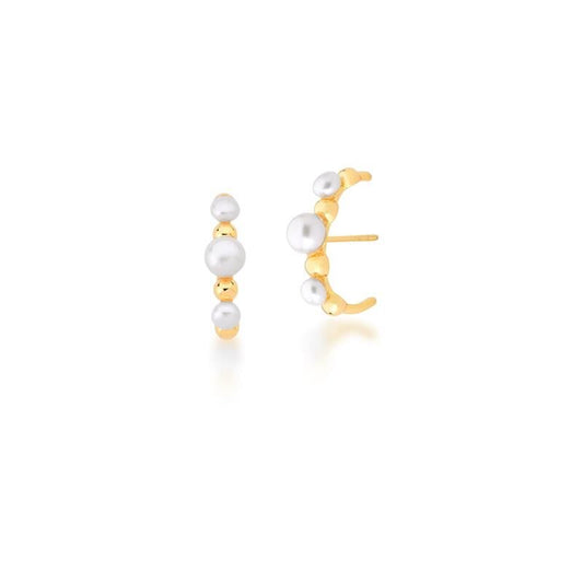 Earring hook pearl - gold plated