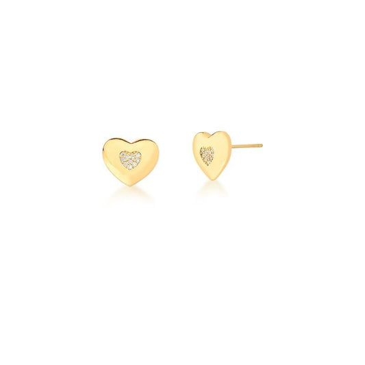 Earring Zicrony Heart - Gold plated